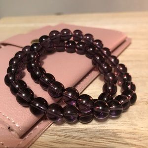 💎 2 pc Amethyst Crystal glass stone stretch bracelets